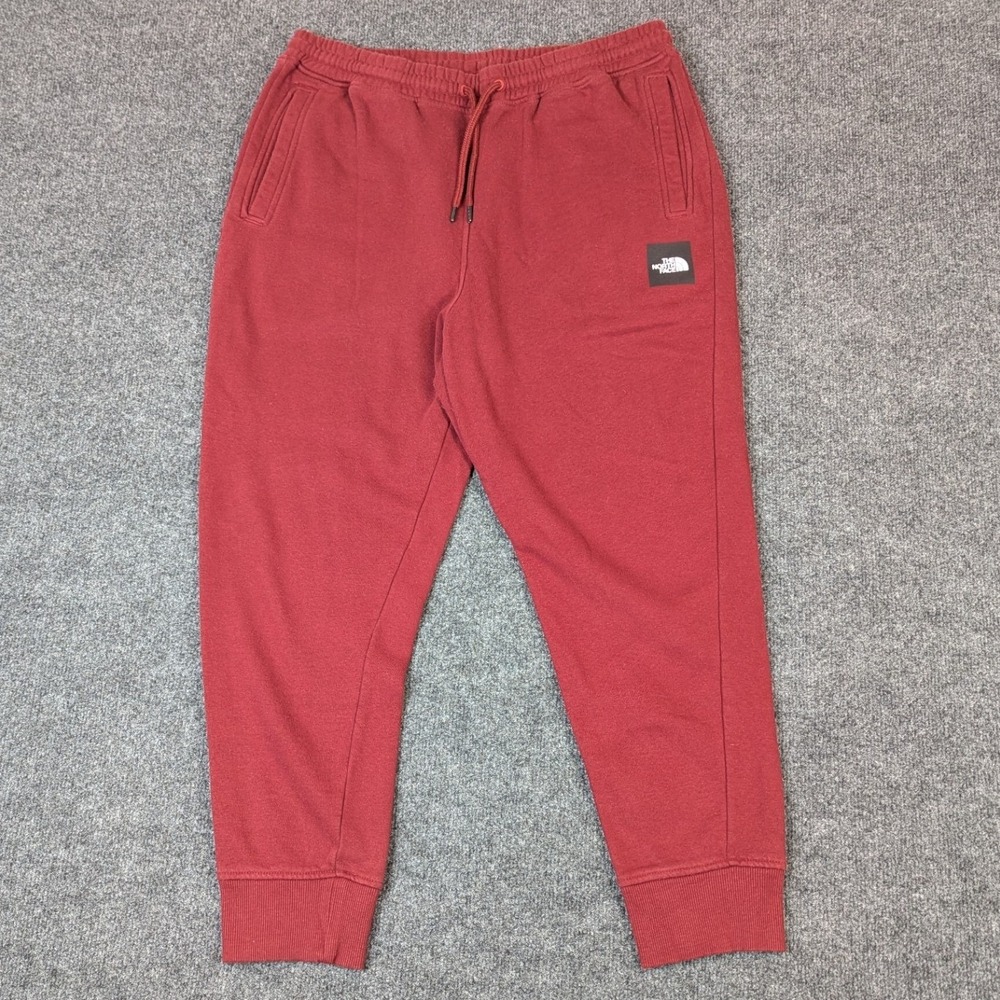 The North Face Mens Jogger Sweatpants Burgundy Red Fleece Mens Large